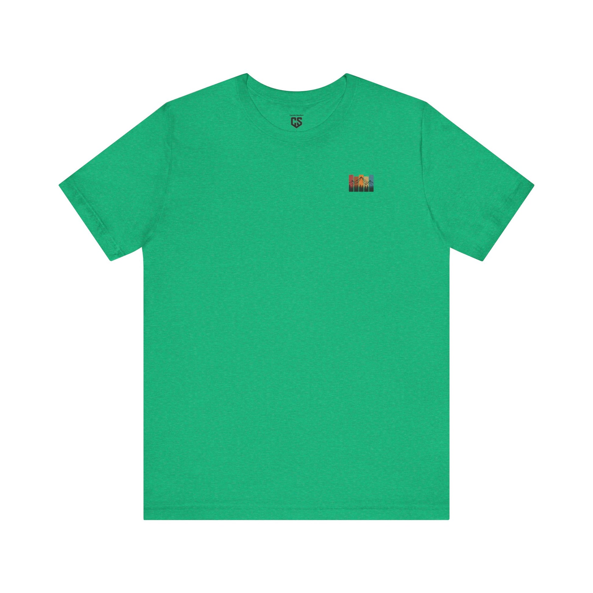 Stacked Sunrise Peaks Tee – Multicolor Mountain Stripe Shirt