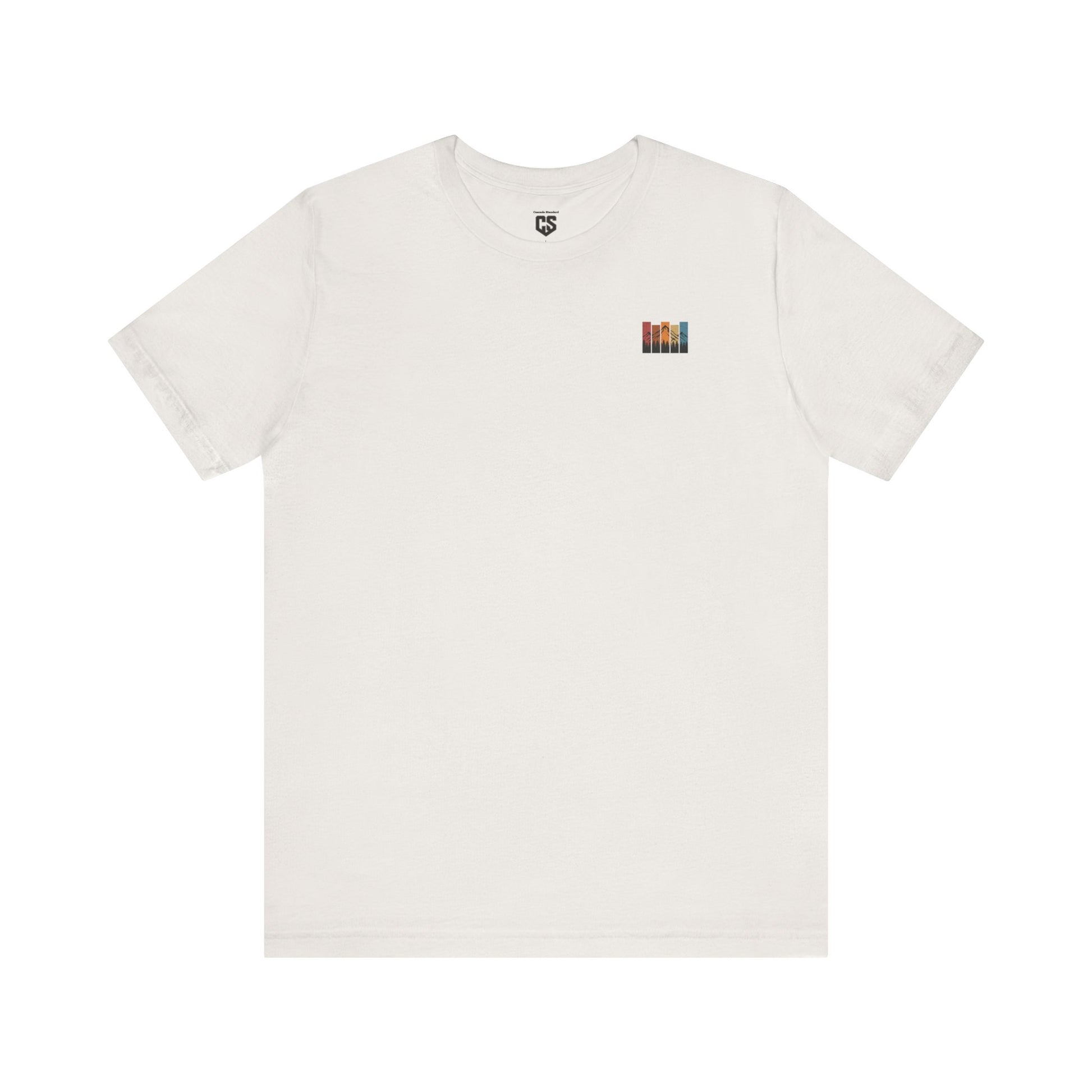 Stacked Sunrise Peaks Tee – Multicolor Mountain Stripe Shirt