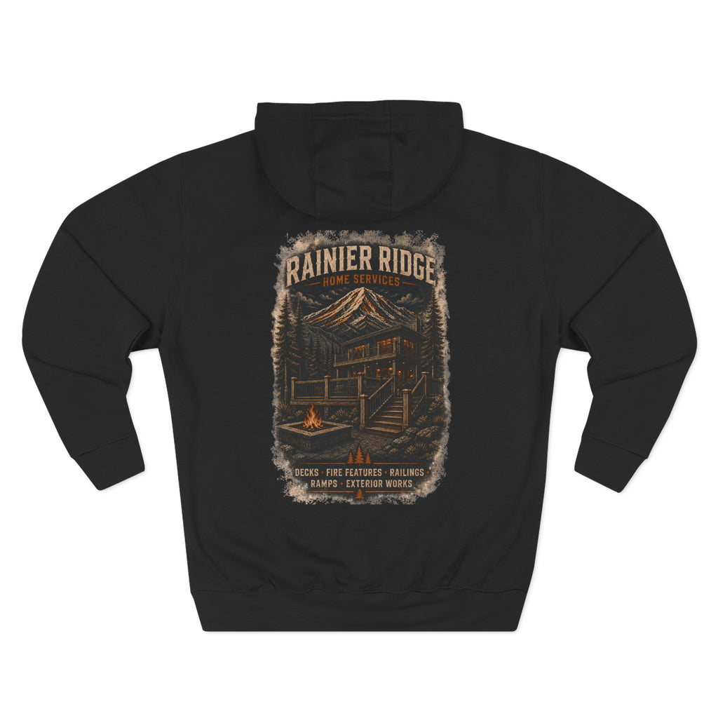 Rainier Ridge Cabin Hoodie — Cozy Mountain Cabin Camping Pullover