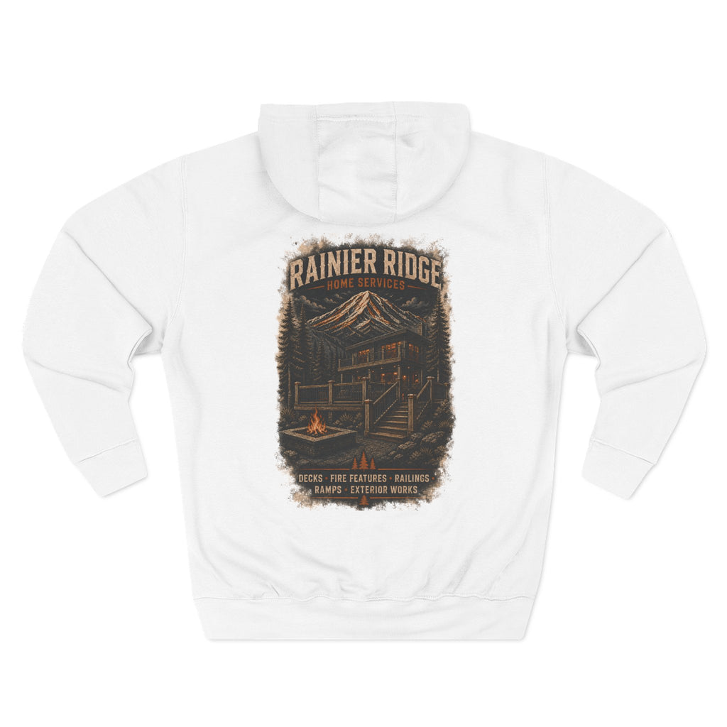 Rainier Ridge Cabin Hoodie — Cozy Mountain Cabin Camping Pullover