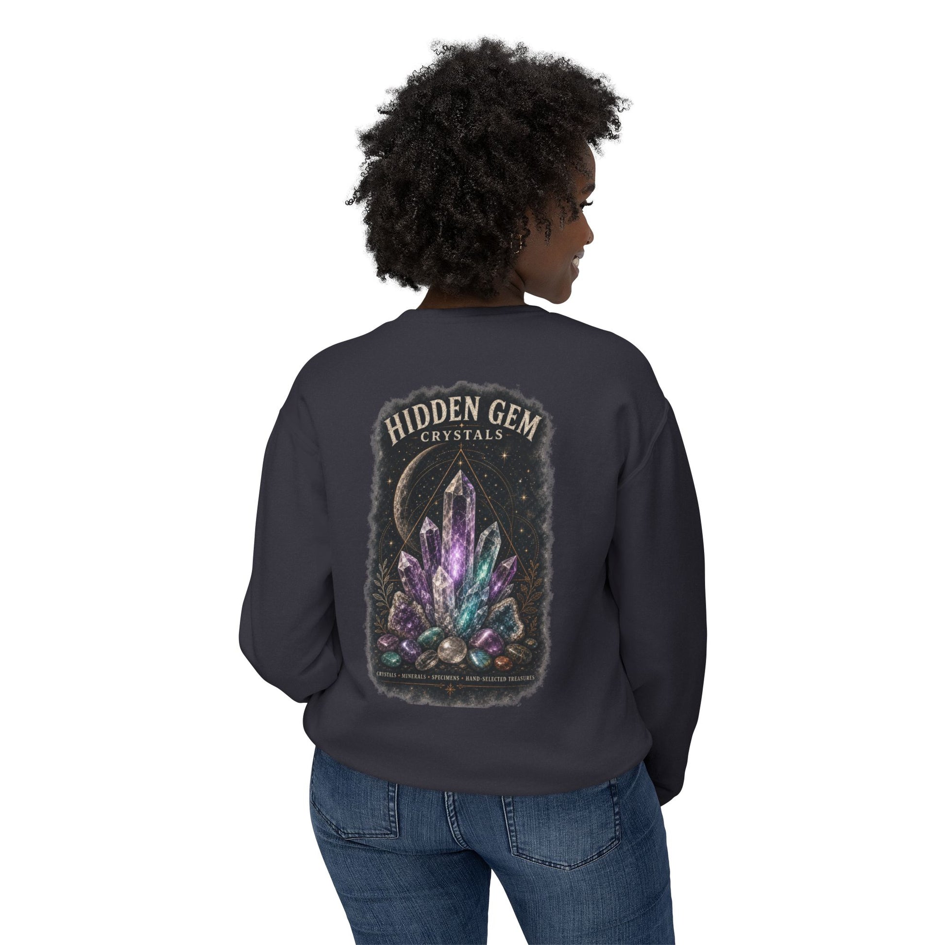 Crystal Crewneck Sweatshirt — "Hidden Gem Crystals" Graphic