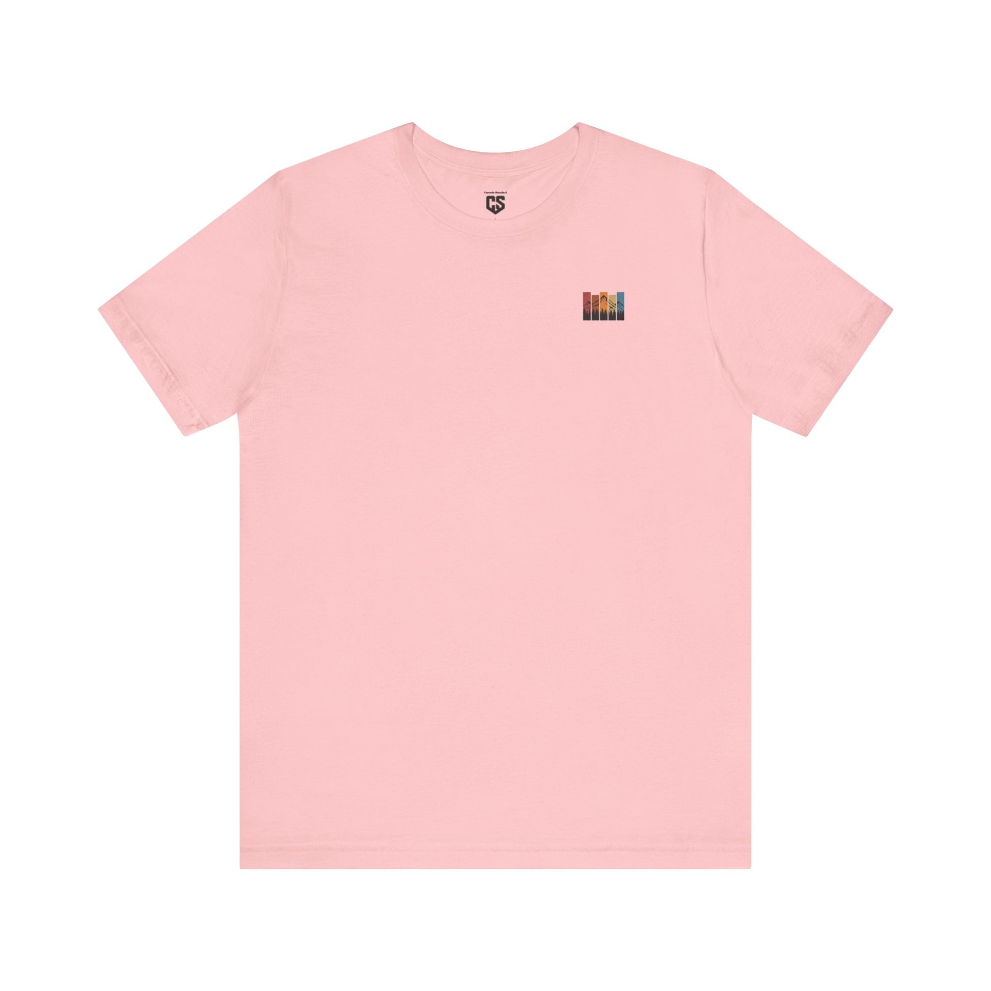 Stacked Sunrise Peaks Tee – Multicolor Mountain Stripe Shirt