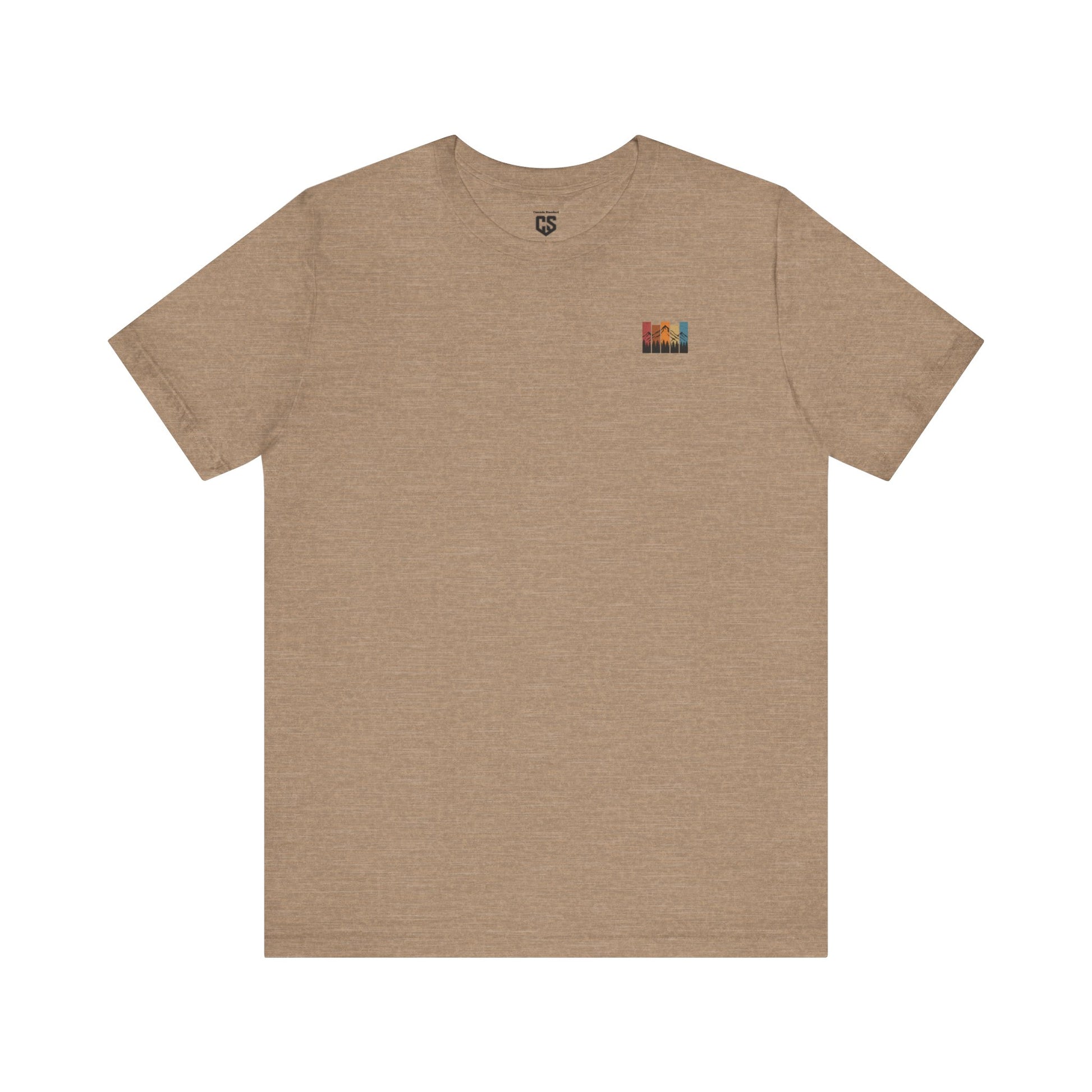 Stacked Sunrise Peaks Tee – Multicolor Mountain Stripe Shirt