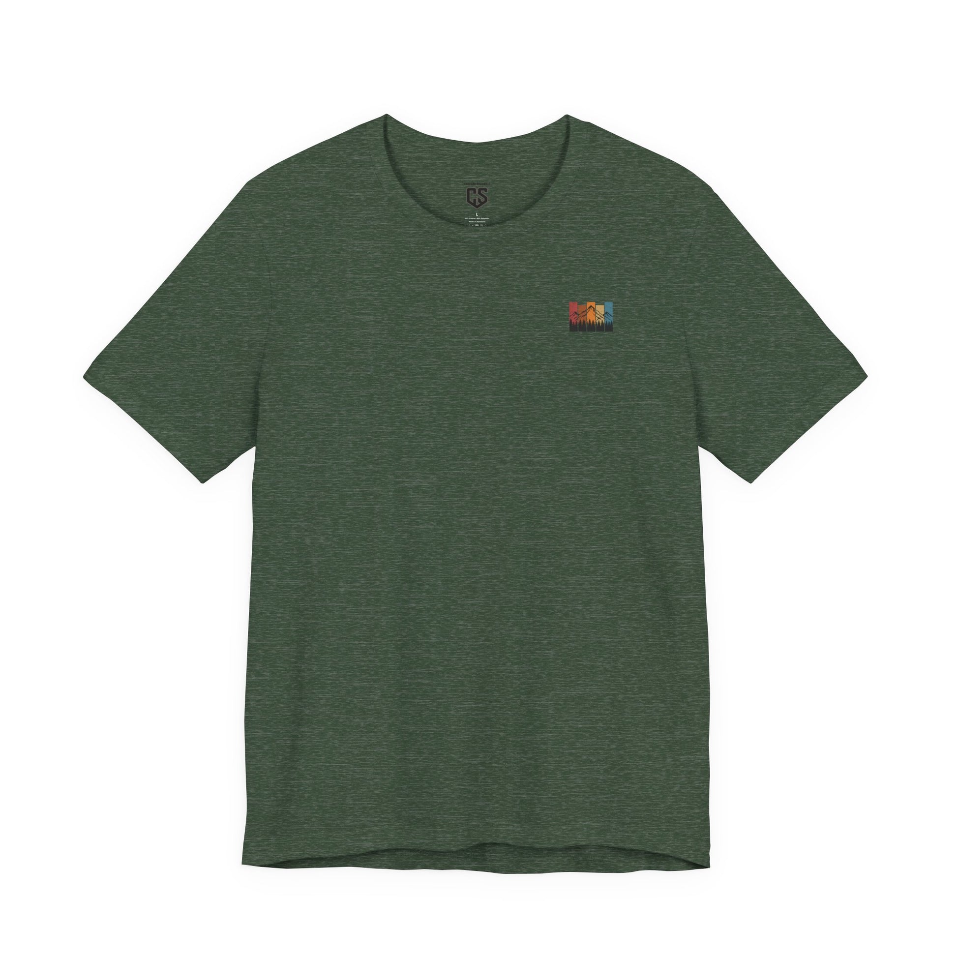 Stacked Sunrise Peaks Tee – Multicolor Mountain Stripe Shirt