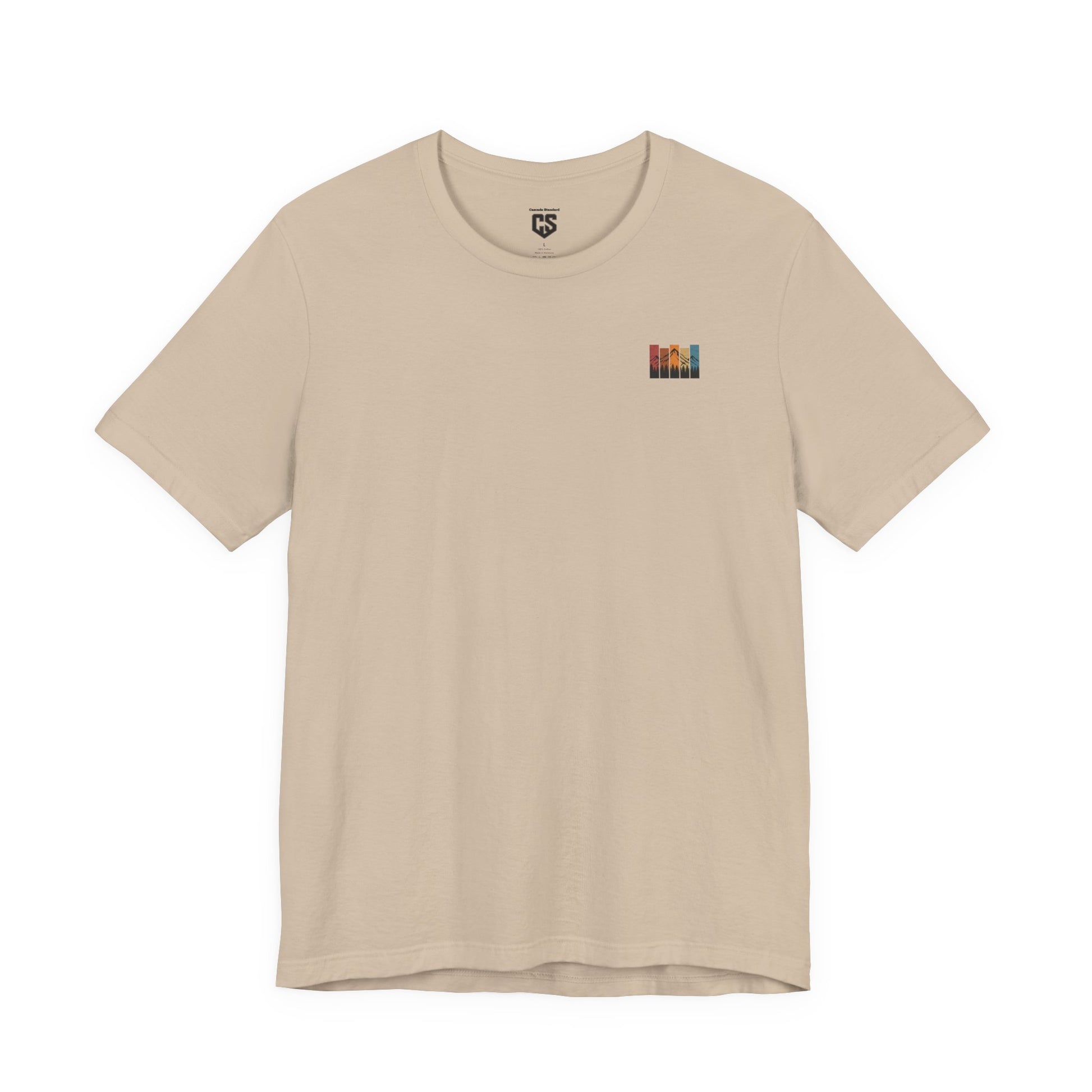 Stacked Sunrise Peaks Tee – Multicolor Mountain Stripe Shirt