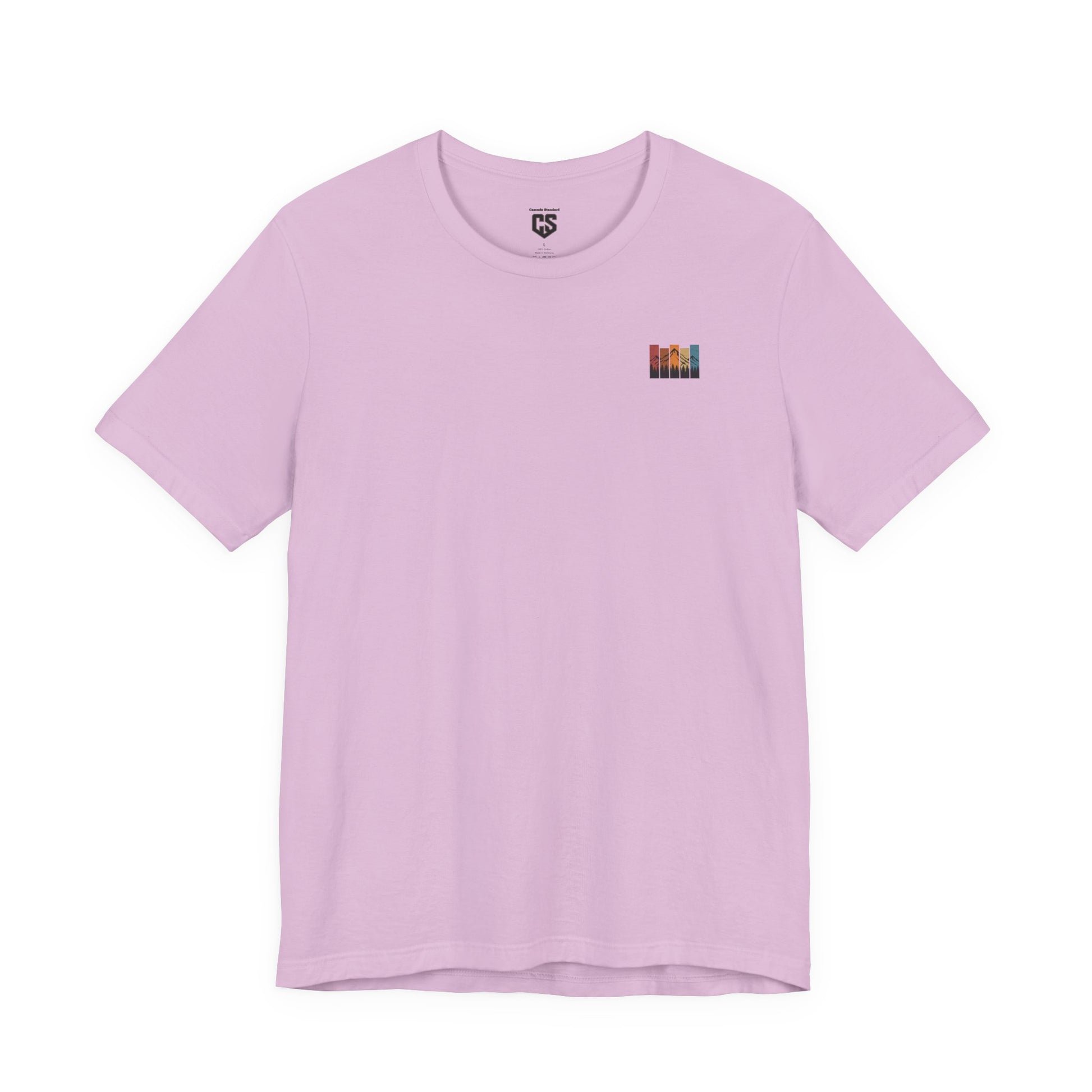 Stacked Sunrise Peaks Tee – Multicolor Mountain Stripe Shirt