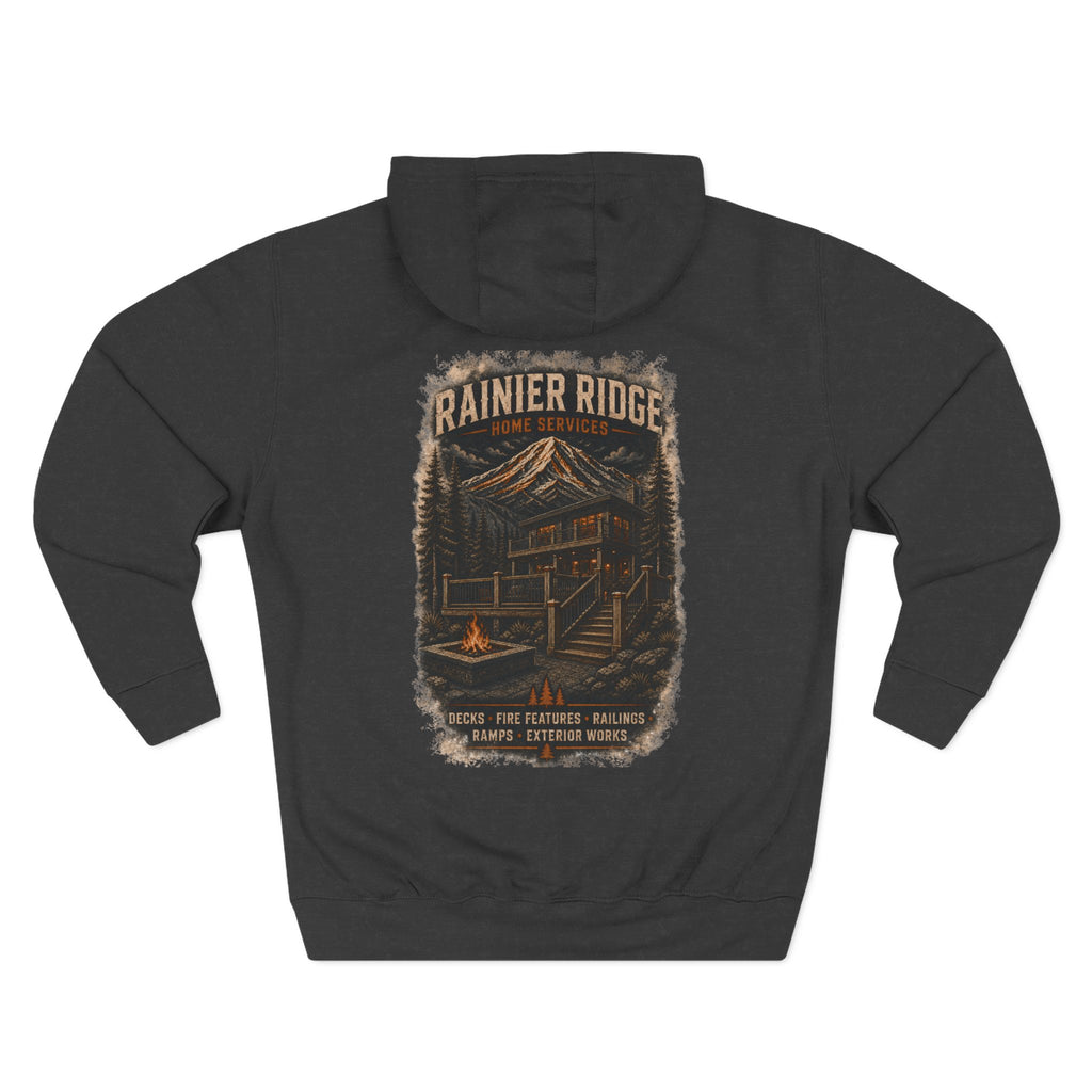 Rainier Ridge Cabin Hoodie — Cozy Mountain Cabin Camping Pullover