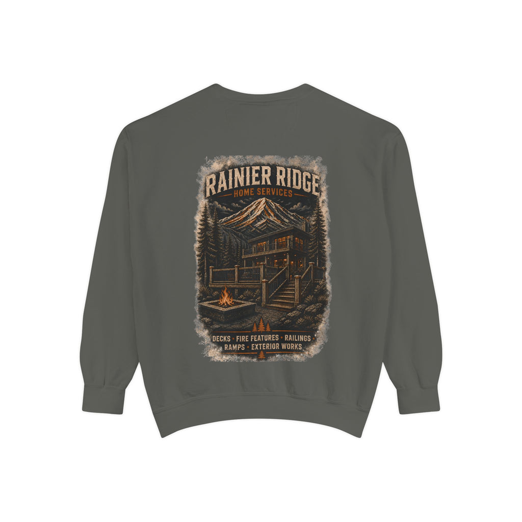 Rainier Ridge Cabin Sweatshirt — Mountain Lodge Campfire Crewneck