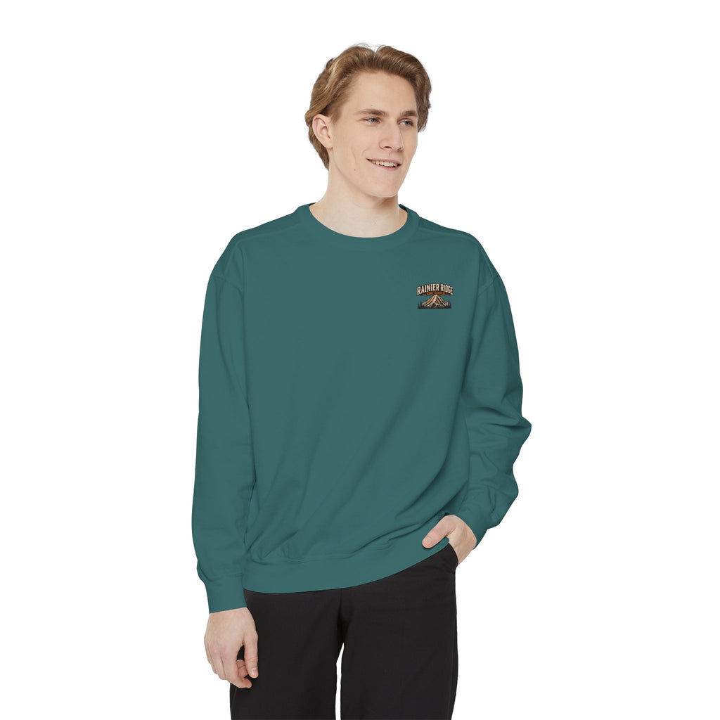Rainier Ridge Cabin Sweatshirt — Mountain Lodge Campfire Crewneck