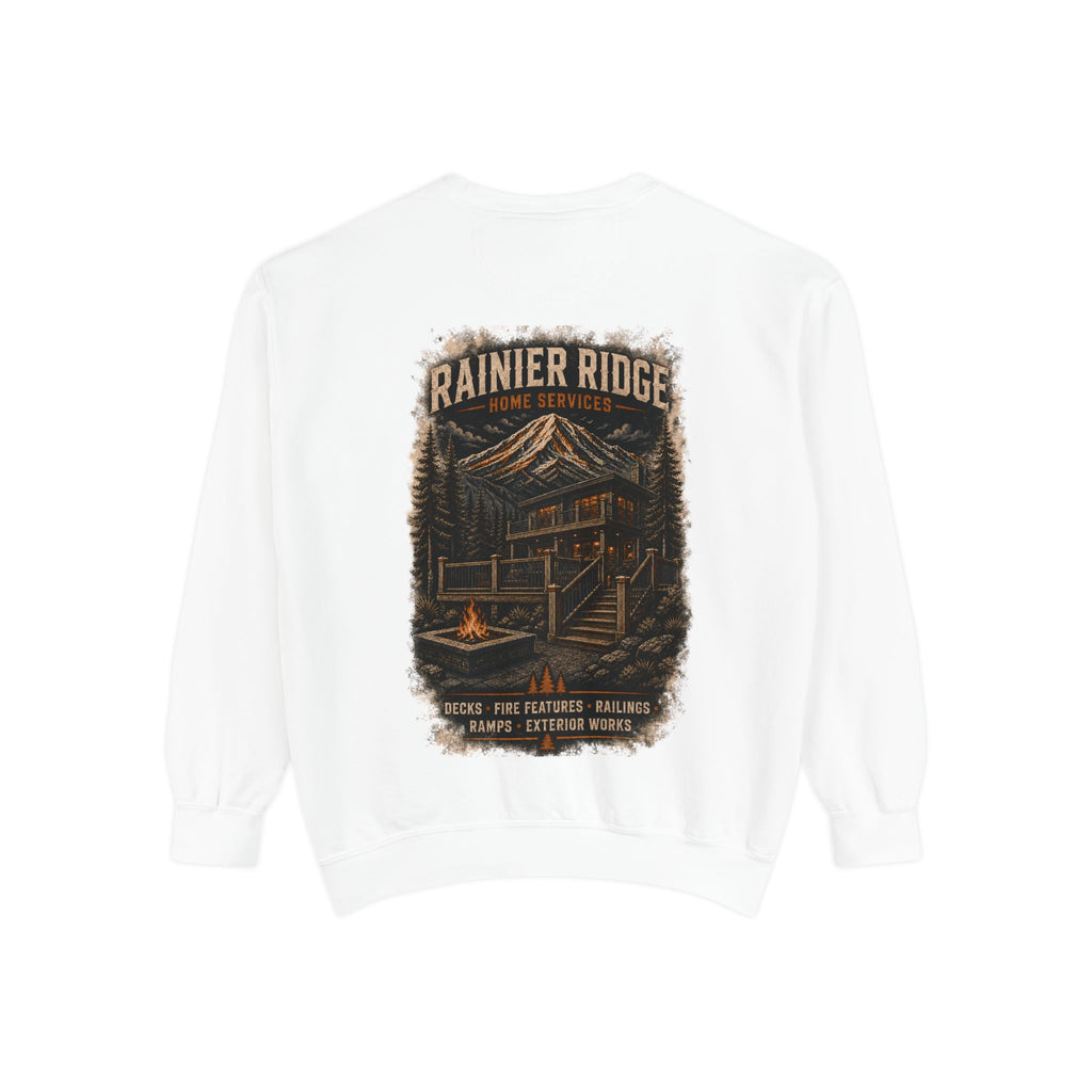Rainier Ridge Cabin Sweatshirt — Mountain Lodge Campfire Crewneck