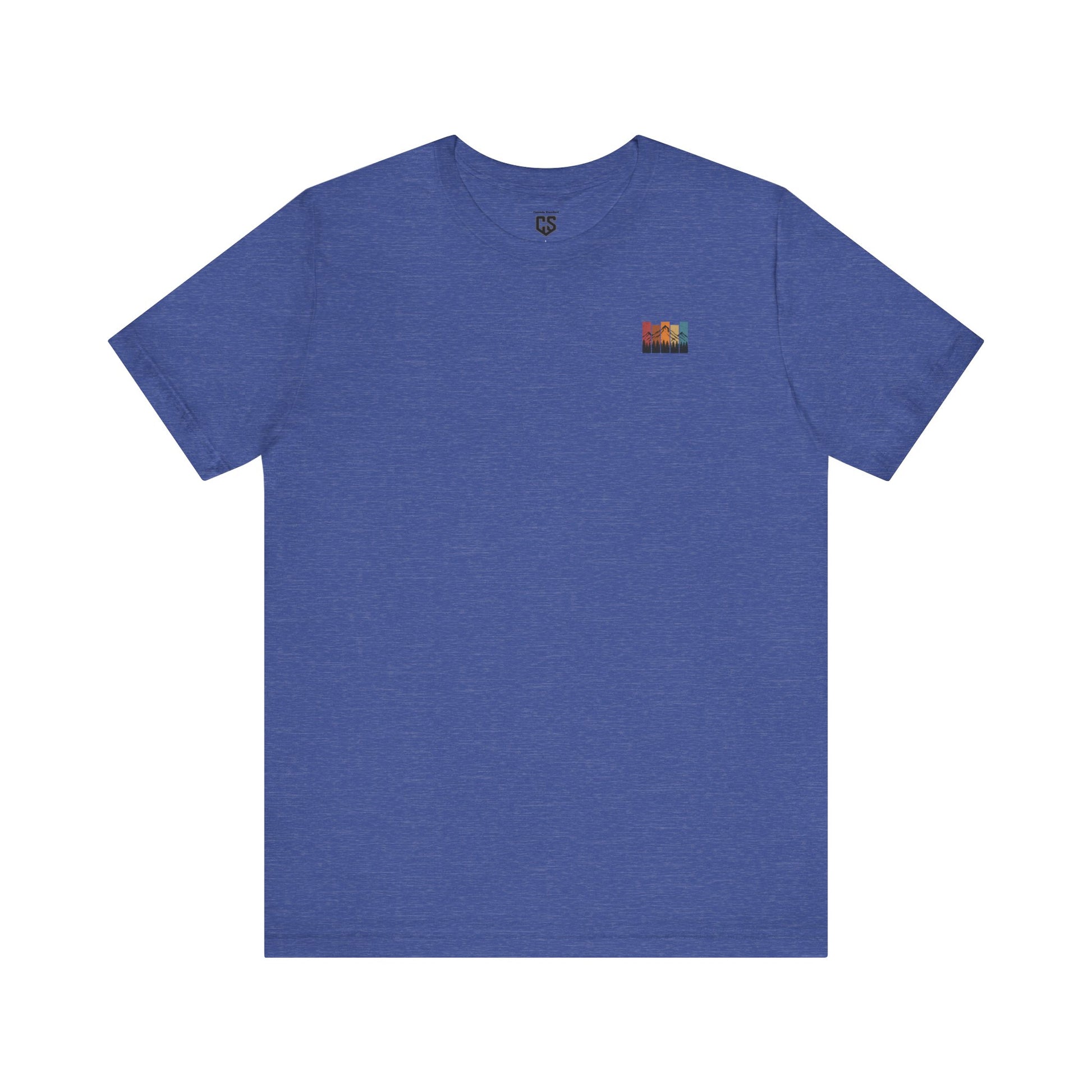 Stacked Sunrise Peaks Tee – Multicolor Mountain Stripe Shirt
