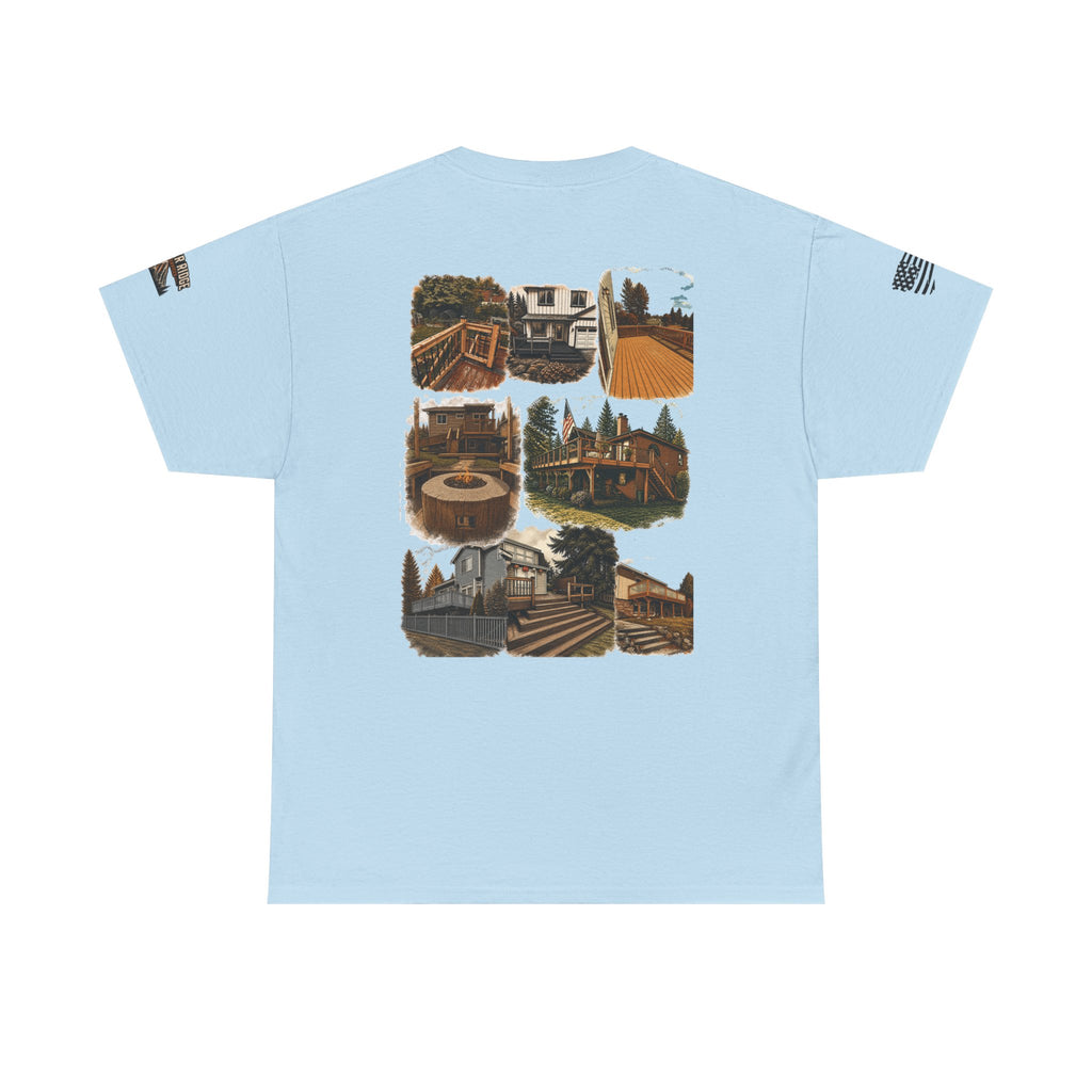 Cabin Collage Tee — Rustic Mountain Lodge Photo Graphic T-Shirt