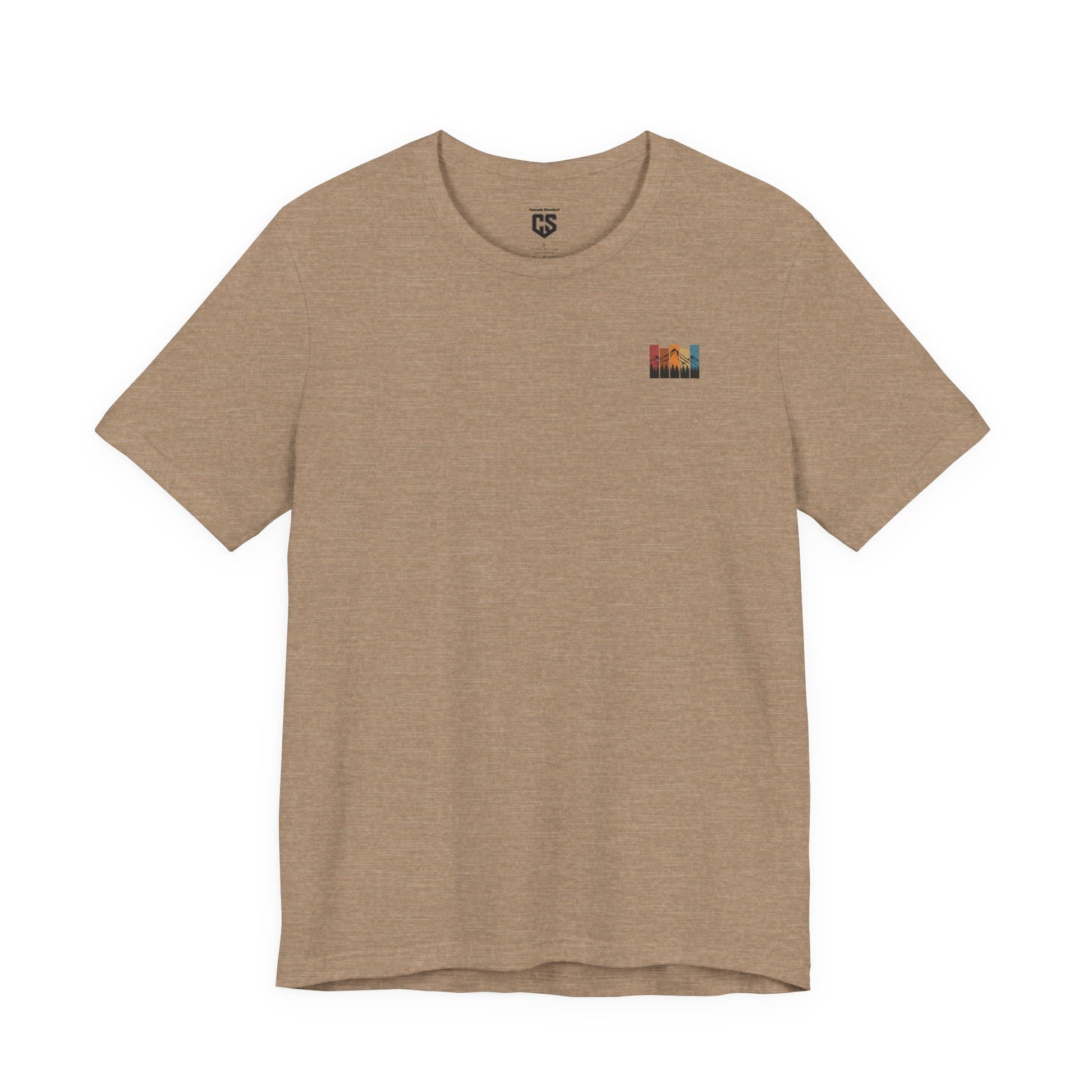 Stacked Sunrise Peaks Tee – Multicolor Mountain Stripe Shirt