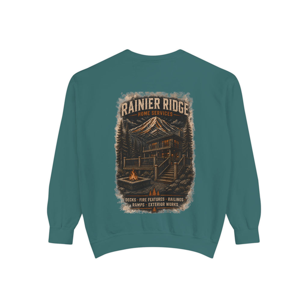Rainier Ridge Cabin Sweatshirt — Mountain Lodge Campfire Crewneck