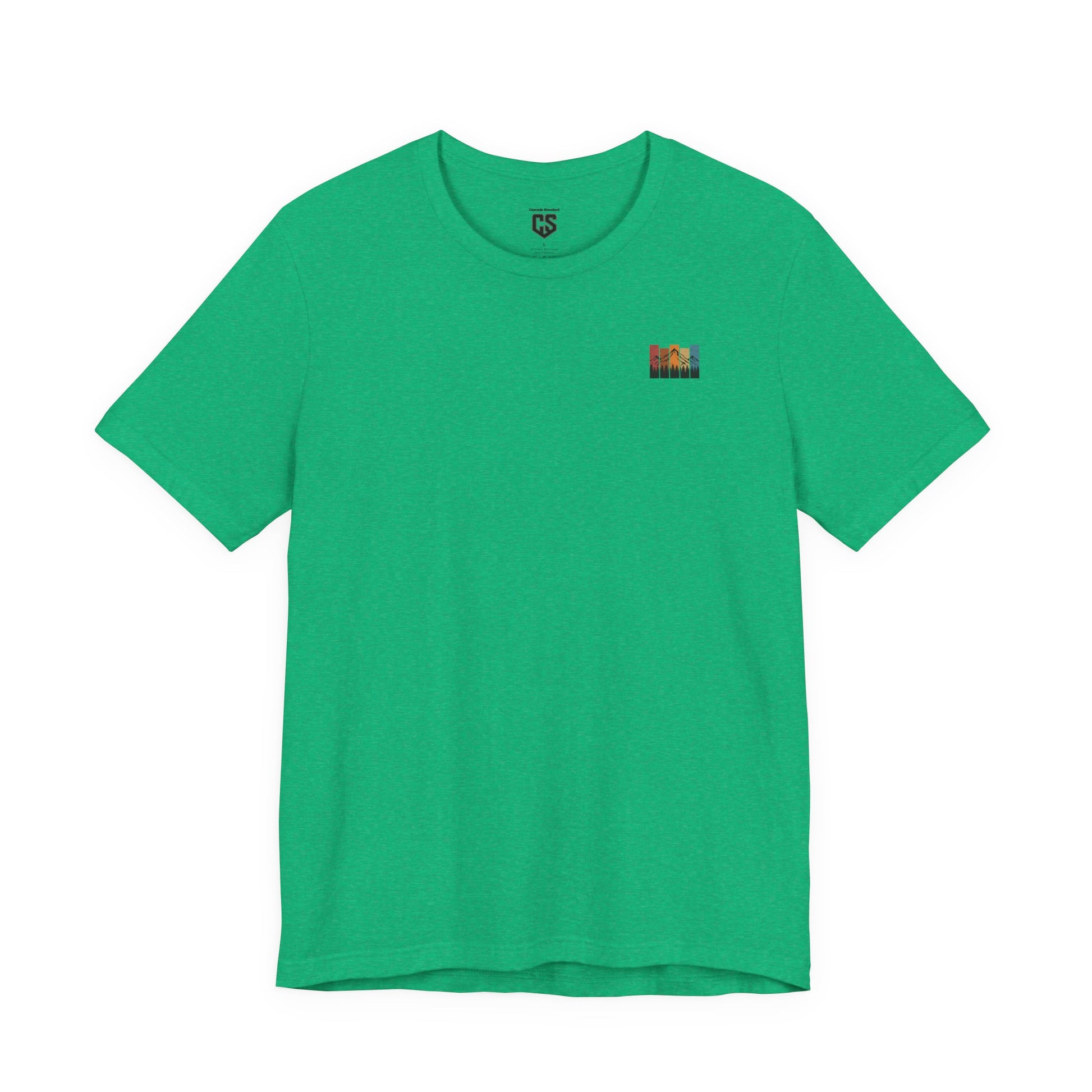 Stacked Sunrise Peaks Tee – Multicolor Mountain Stripe Shirt