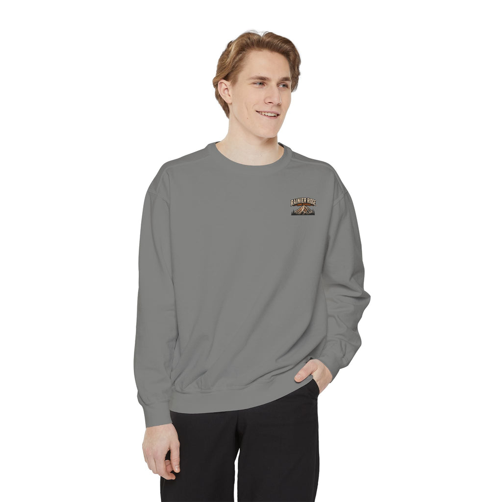 Rainier Ridge Cabin Sweatshirt — Mountain Lodge Campfire Crewneck