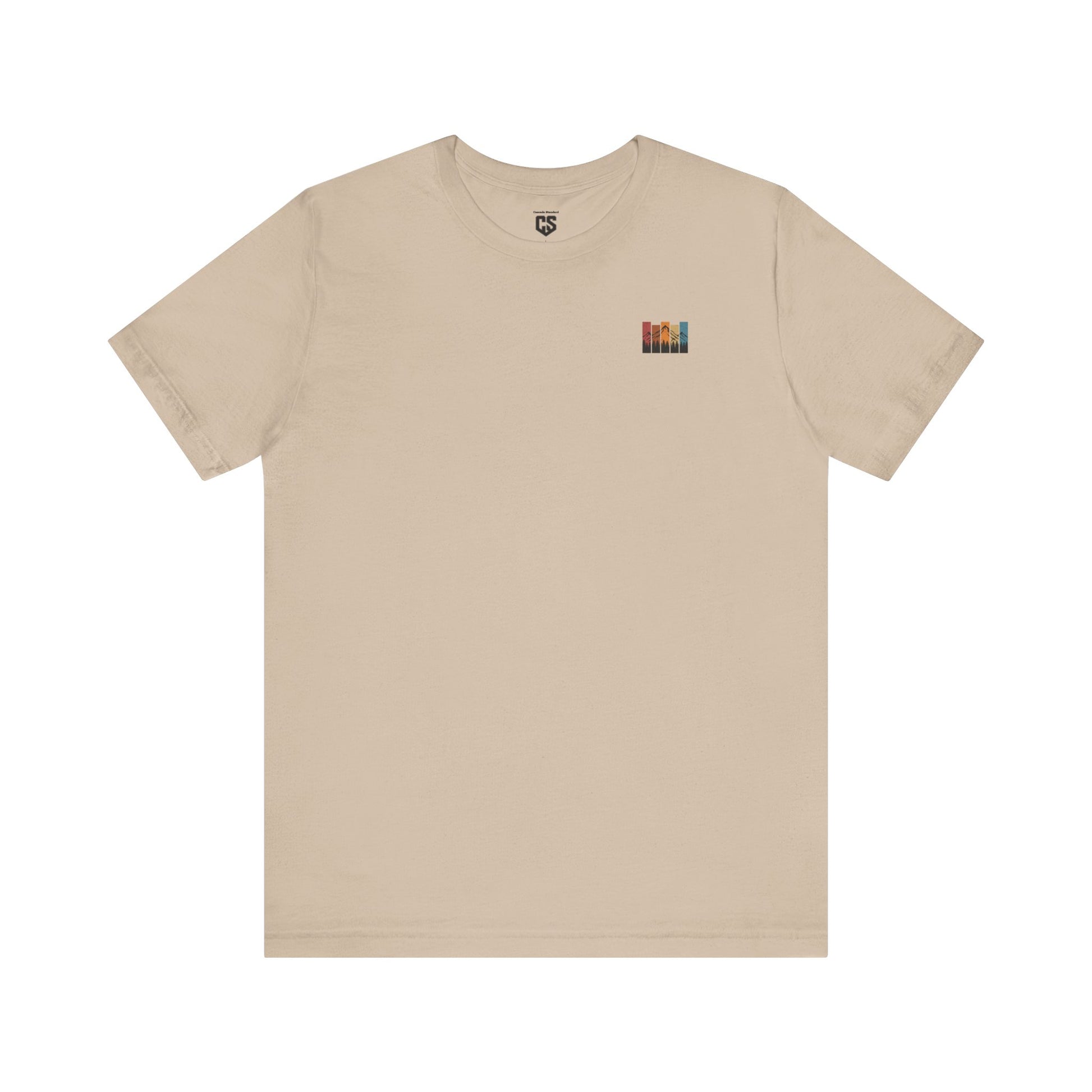 Stacked Sunrise Peaks Tee – Multicolor Mountain Stripe Shirt