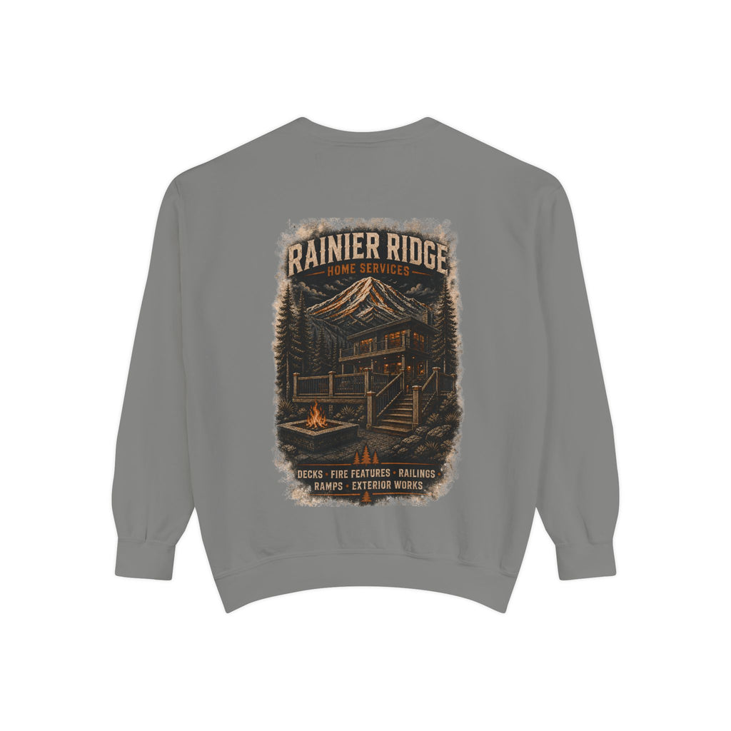 Rainier Ridge Cabin Sweatshirt — Mountain Lodge Campfire Crewneck
