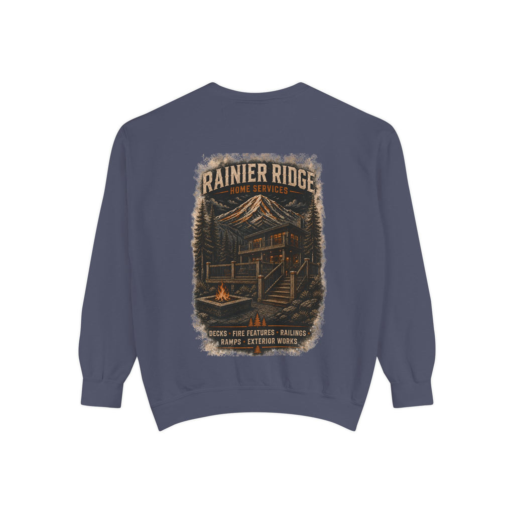 Rainier Ridge Cabin Sweatshirt — Mountain Lodge Campfire Crewneck