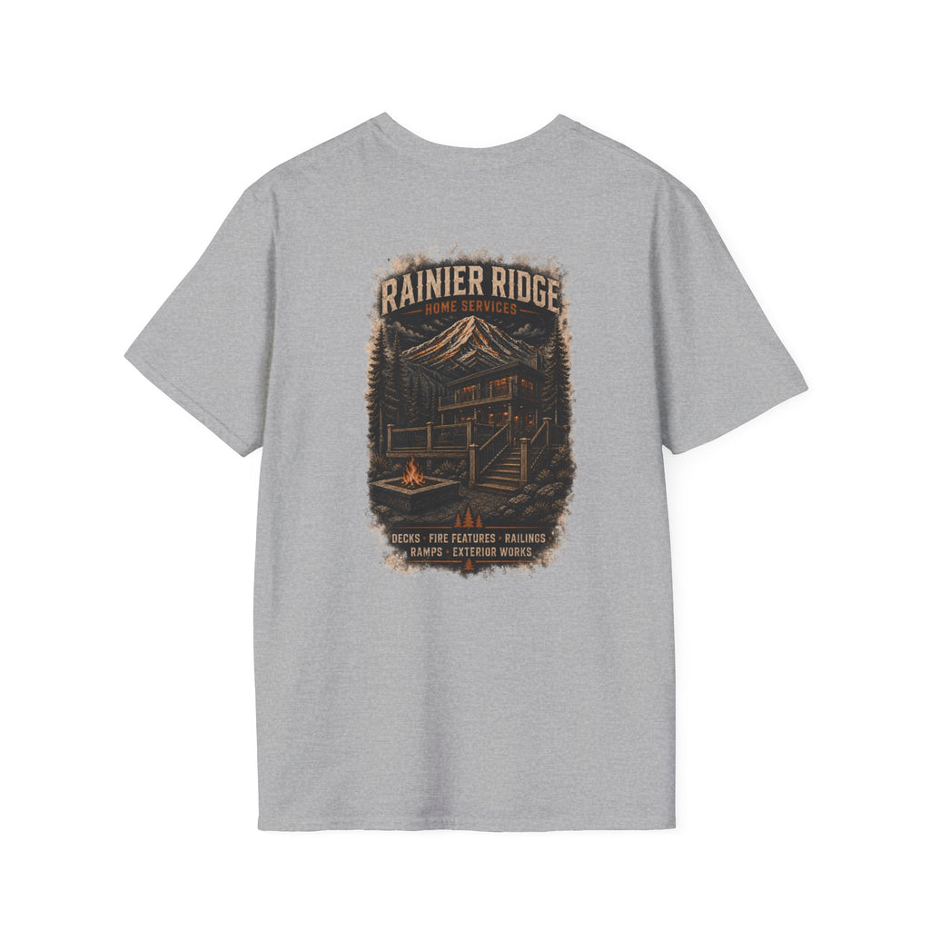 Rainier Ridge Mountain Graphic T-Shirt — Outdoor Adventure Pocket Tee