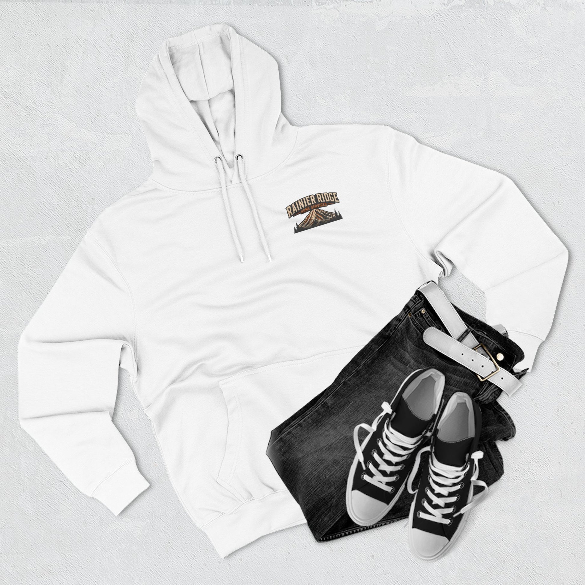 Rainier Ridge Cabin Hoodie — Cozy Mountain Cabin Camping Pullover