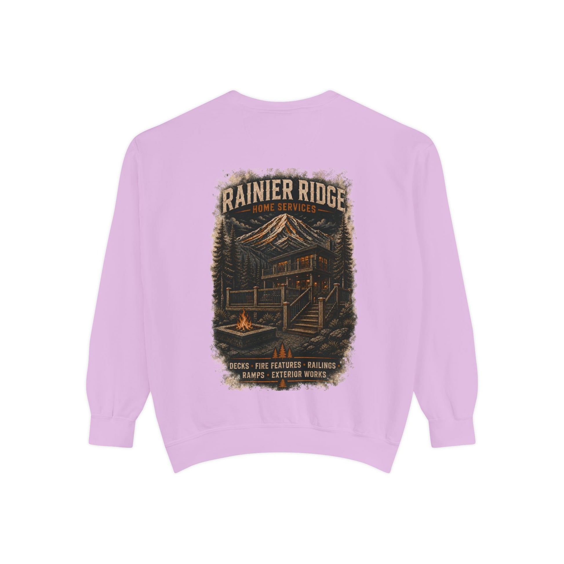 Rainier Ridge Cabin Sweatshirt — Mountain Lodge Campfire Crewneck