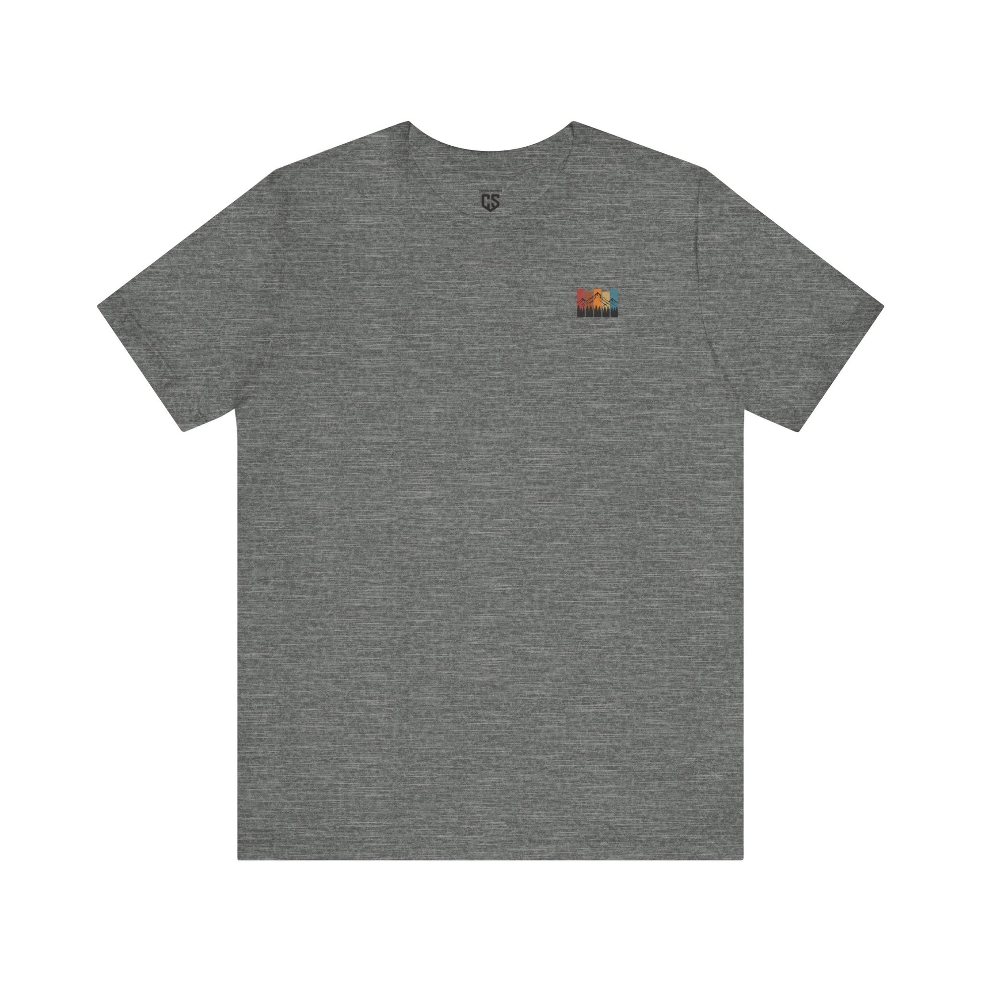 Stacked Sunrise Peaks Tee – Multicolor Mountain Stripe Shirt
