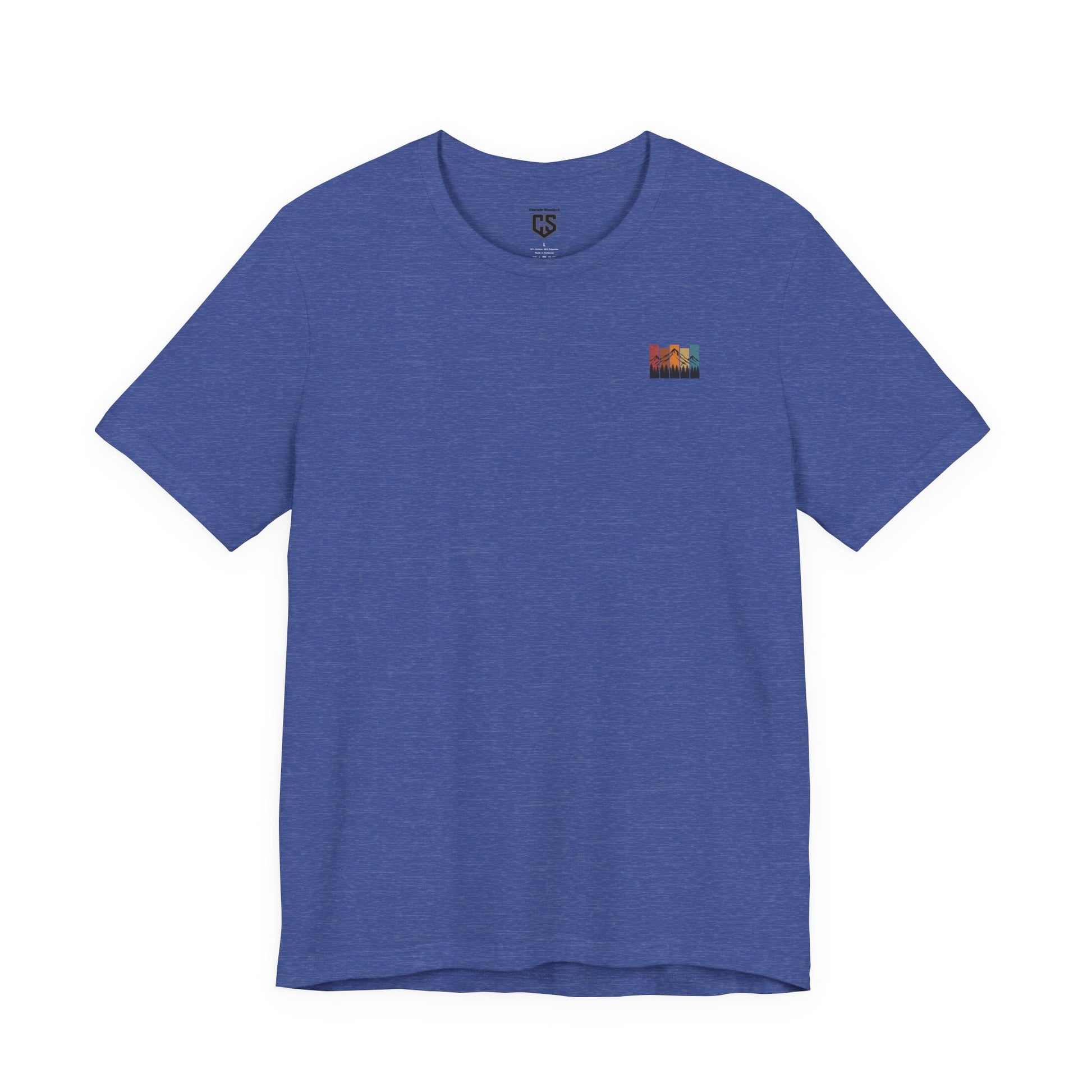 Stacked Sunrise Peaks Tee – Multicolor Mountain Stripe Shirt
