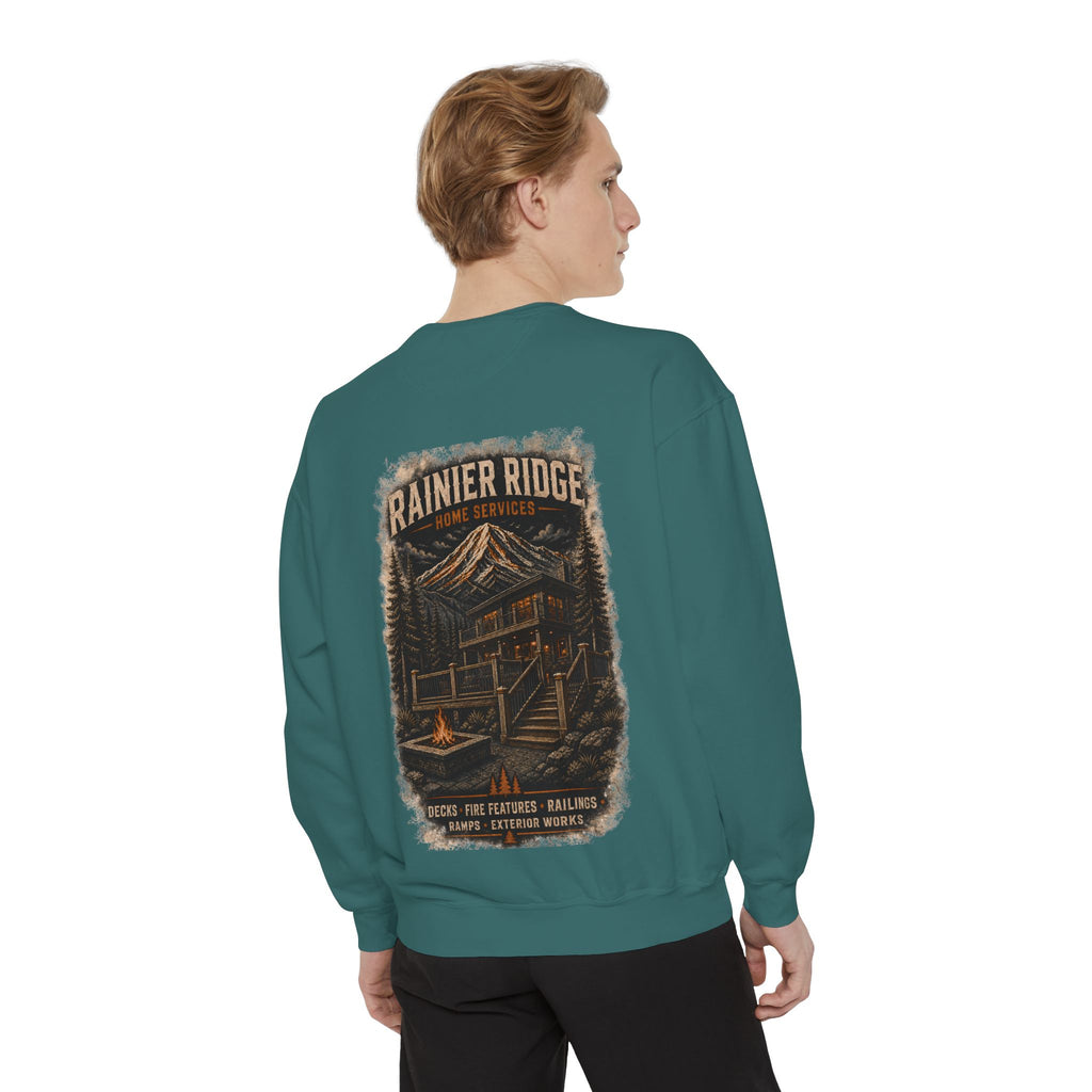 Rainier Ridge Cabin Sweatshirt — Mountain Lodge Campfire Crewneck