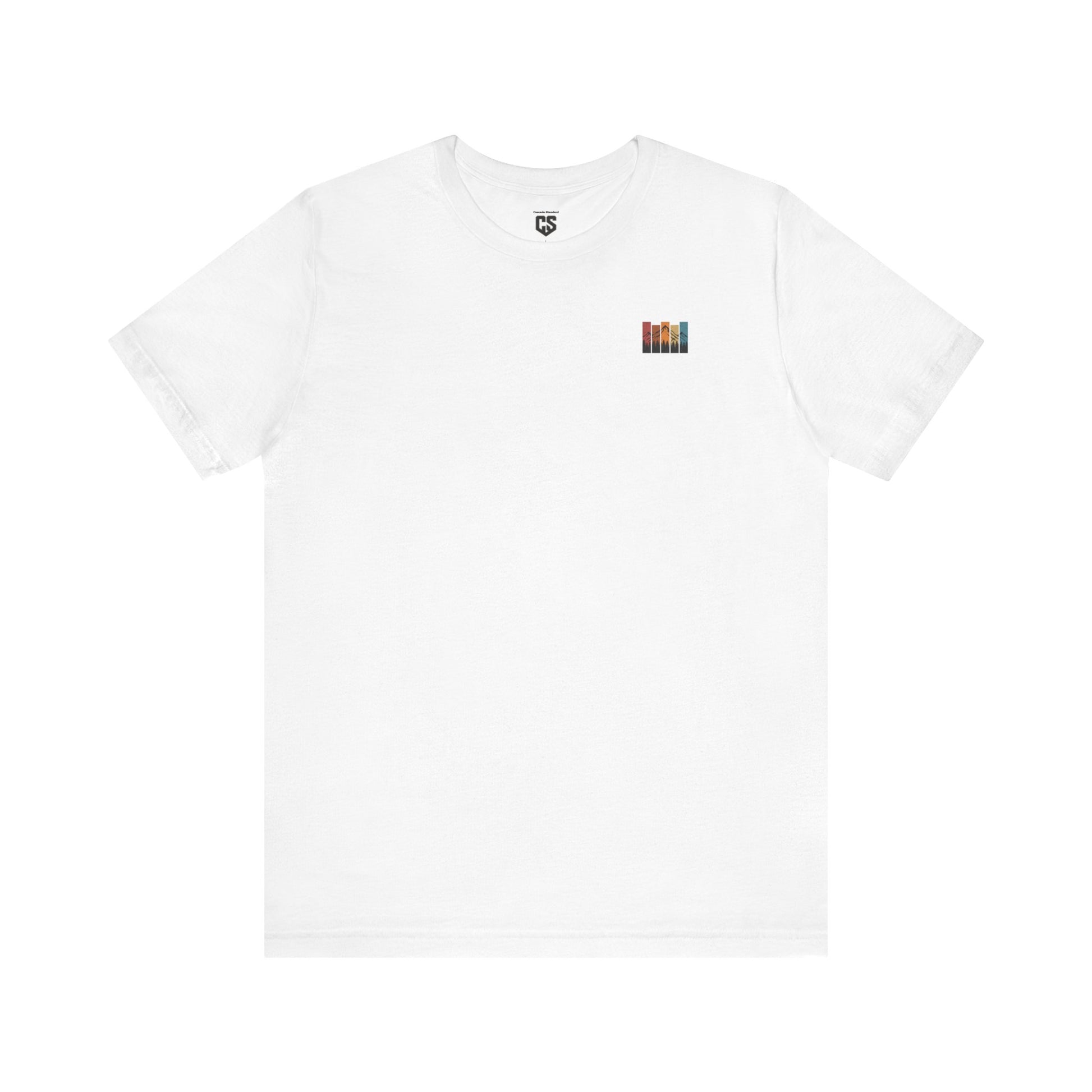 Stacked Sunrise Peaks Tee – Multicolor Mountain Stripe Shirt