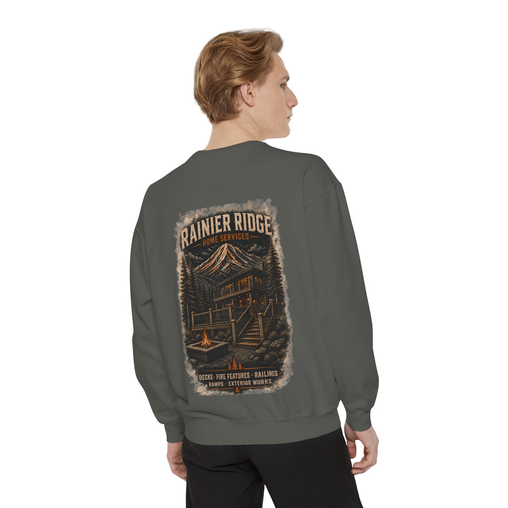 Rainier Ridge Cabin Sweatshirt — Mountain Lodge Campfire Crewneck