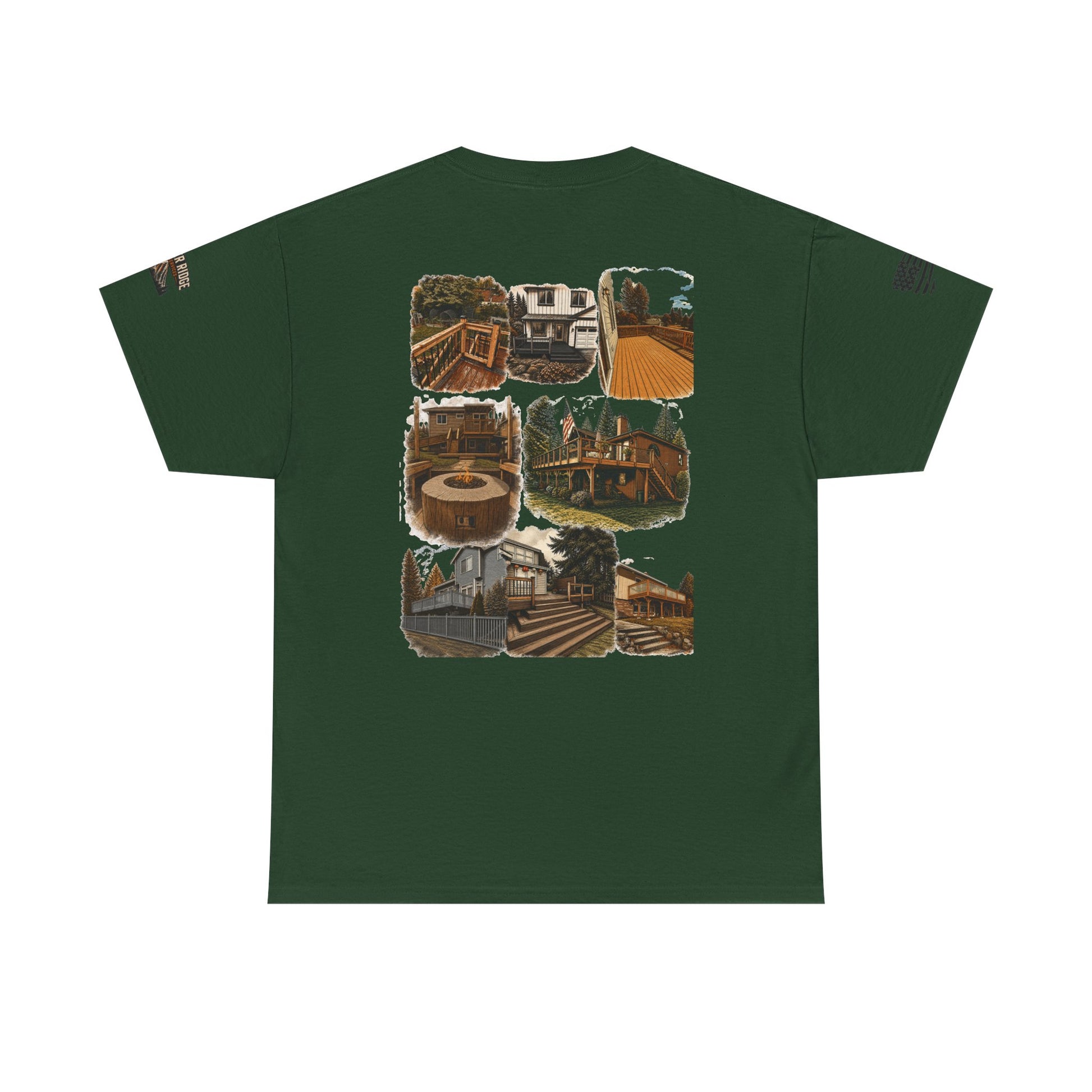Cabin Collage Tee — Rustic Mountain Lodge Photo Graphic T-Shirt